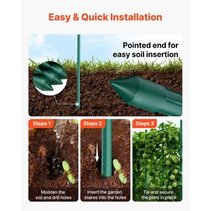 Lot de 25 piquets de tomate en métal recouverts de plastique de 82,68 pouces, picots antidérapants, support pour plantes de jardin, treillis de croissance, modèle de portails - Product Image 4