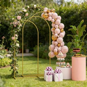 <b>Gold</b> Arched <b>Frame</b> with Metal Bracket Decorative Wedding Arch Set (3 Pieces) - Product Image 1