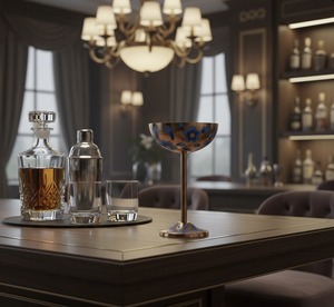 Copa de Martini de Cobre Pintada a Mano, Utensilio de Cobre Elegante Esencial para Bar, Diseño Floral Hecho a Mano, Color Azul, Uso en Hoteles y Restaurantes - Product Image 2