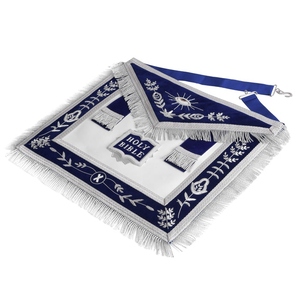 Chaplain Blue Lodge Officer Apron Navy Blue <b>Silver</b> Fringe Masonic Regalia Worship Ceremonial Apron Traditional Lodge Regalia - Product Image 5