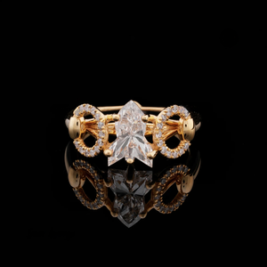 Bague de fiançailles classique en or véritable plaqué 10 carats avec diamant pour femme, sertissage à griffes, bijoux de mode - Product Image 4