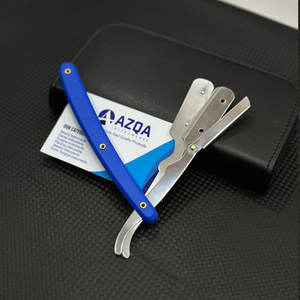 Navaja de Afeitar Profesional con Mango Azul, Cuchillo de Afeitar de Acero Inoxidable para Barbería y Cuidado Personal Masculino - Product Image 5