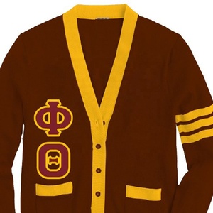 Cardigan en tricot personnalisé pour homme, style universitaire, jacquard, avec lettres brodées en chenille et poche boutonnée - Product Image 2