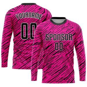 Maillot de football personnalisé rose noir-blanc par sublimation 100 % polyester anti-humidité à manches courtes pour entraînement décontracté avec logo du club - Product Image 3