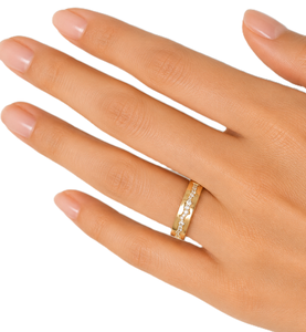 Bague minimaliste en or massif 9K 10K 14K 18K avec diamant de laboratoire taille ronde, Bague de promesse, Bague d'amour, Bague minimaliste pavée pour anniversaire - Product Image 6