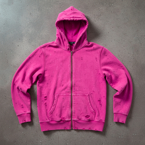 Ensemble de survêtement de luxe personnalisé pour homme avec strass, comprenant un sweat à capuche et un pantalon de jogging à manches longues et fermeture éclair intégrale, effet délavé soleil - Product Image 1