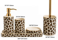 Ensemble de salle de bain en céramique à motif léopard, 5 pièces, décoration moderne pour la maison et l'hôtel