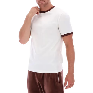 Camisetas de Jersey 100% Algodón de Alta Calidad para Hombre, Corte Ajustado, Cuello Redondo, Logotipo Personalizado, Diseño Frontal en Blanco, Camisetas Personalizadas OEM - Product Image 1