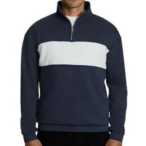 Sudadera de invierno para hombre, 100% algodón, con cremallera de un cuarto, diseño de paneles personalizados, color sólido, sudadera con cremallera extragrande para hombre - Product Image 6