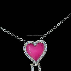 Personalizado Hip Hop Real S925 colgante de plata VVS D Moissanite diamante Color Rosa esmalte noche brillo letra colgante - Product Image 5