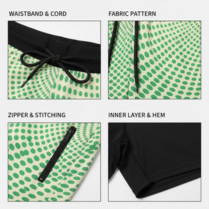 Shorts de bain pour hommes 2-en-1 à sublimation, imprimé à pois optiques, pour la plage et l'entraînement, avec poche zippée et doublure de compression - Product Image 6