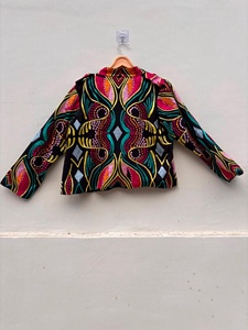 Chaqueta de Terciopelo Suzani Negra al por Mayor, Chaqueta Boho Bordada, Abrigo de Invierno, Ropa Exterior Bohemia, Chaqueta Corta Tradicional para Mujer - Product Image 2
