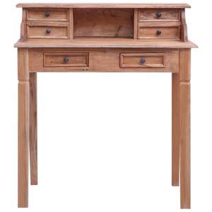 Bureau d'ordinateur en bois d'acajou massif brun moyen chaud - Product Image 2