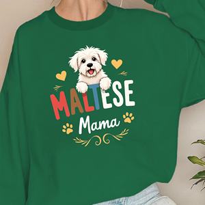 Sweatshirts imprimés pour femmes avec chien maltais et éléments décoratifs Style tricoté décontracté - Product Image 2