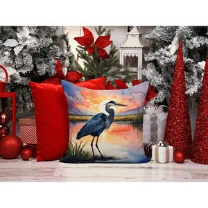 ปลอกหมอนอิงลายนกกระสาสีฟ้าสามารถซักได้14ชม. X 14W สำหรับตกแต่งเตียงนอนโซฟากลางแจ้งในร่ม - Product Image 6