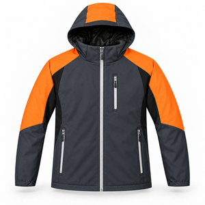 Veste Softshell d'hiver à capuche personnalisée avec logo d'entreprise pour homme, idéale pour le camping en extérieur, avec fermeture éclair intégrale, blocs de couleur, poches zippées et col montant, vêtement de travail - Product Image 1