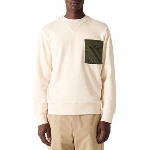 Sudadera personalizada color crema con cuello redondo y bolsillo utilitario en el pecho |   Sudadera de Felpa de Algodón Premium - Product Image 1