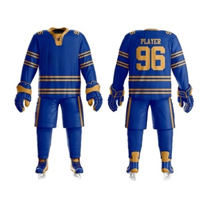 ชุดฮอกกี้น้ำแข็ง เสื้อฮอกกี้แบบกำหนดเอง ผ้าโพลีเอสเตอร์/คอตตอนต้านเชื้อแบคทีเรีย ชุดทีมมืออาชีพ ขายส่ง รับผลิตแบรนด์ส่วนตัว - Product Image 1
