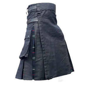 Kilt écossais pour femme en coton noir hybride, plissé, avec sangle en cuir, motif tartan, style Highland, personnalisé, vente en gros - Product Image 2