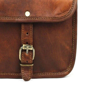 Pochette de chasse vintage en cuir véritable avec fermeture à loquet, unisexe, marron - Product Image 4