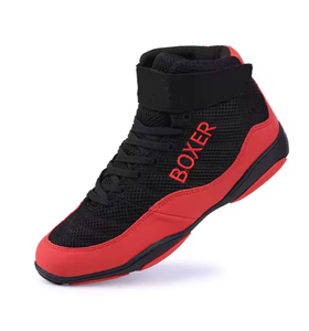 Chaussures de lutte pour hommes, style boxer, montantes, à lacets, avec empeigne en mesh et semelle extérieure en caoutchouc, pour l'entraînement au combat et la pratique en salle de sport et au ring - Product Image 1