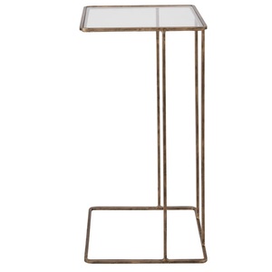 Mesa Auxiliar Delgada en Forma de C con Tapa Cuadrada Flotante, Soporte de Marco Abierto y Diseño que Ahorra Espacio, Soporte Moderno para Bares - Product Image 4
