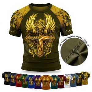 Latest Design High Quality Flexible O Neck Collar Short Sleeve <b>Compression</b> Rash Guard Custom Logo Design OEM ODM T <b>Shirts</b> <b>Men's</b> - Product Image 1
