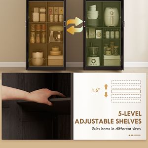 Armadio dispensa da cucina stile rustico, 180 cm, marrone scuro, con ripiani regolabili e cerniere a chiusura ammortizzata - Product Image 5