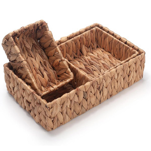 <b>Rectangular</b> shape <b>basket</b> crafted by hand water hyacinth candy storage container kitchen organization - Product Image 4