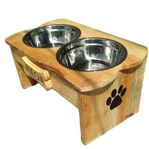 Comedero de Madera para Perros, Tazón de Madera Marrón para Mascotas, Venta al por Mayor, para Perros, Gatos y Pájaros, con Aspecto Natural y Auténtico - Product Image 1