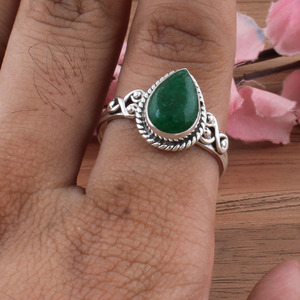 Bague en argent sterling 925 avec turquoise verte naturelle sertie en bélière, style chinois classique, bijoux pour femmes - Product Image 5
