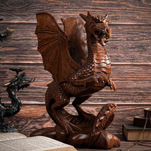 Escultura de Dragón Hecha a Mano en Madera Dura, Figura de Dragón de Madera Premium para Regalos, Obra de Arte Tradicional de Tallado en Madera de Dragón - Product Image 6