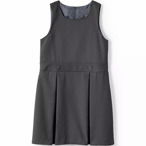 ชุดนักเรียนเด็กผู้หญิงสีกรมท่า ผ้าฝ้าย แขนกุด จับจีบ แต่งกระดุม - Product Image 4