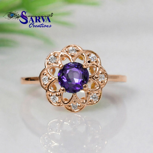 Anillo de alejandrita de plata de ley 925 con halo floral, regalo de boda, joyería fina para mujer - Product Image 1