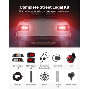 Kit di fari anteriori e posteriori a LED omologati per la circolazione stradale, cablaggio per retrofit da 12 Volt per golf cart con indicatori di direzione e luci di emergenza SW IT - Product Image 6
