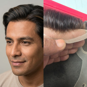 Los Angeles TAZ Hair Bangladesh Indian Remy Hair Front Lace Toupee <b>Wig</b> with Lace & PU Base Deep Wave for <b>Men</b> - Product Image 6