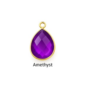 Natural Amethyst Pear Shape Faceted Gemstone Pendant 15x20mm <b>Rose</b> Gold Plated Bezel Charm Birthstone Jewelry For Connector - Product Image 1