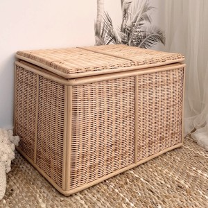 Large capacity <b>storage</b> box with handles hand woven rattan trunk top selling decor organiser <b>chest</b> - Product Image 6