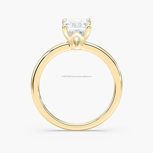Bague de fiançailles minimaliste pour femme, diamant de laboratoire certifié IGI taille émeraude 2 carats, modèle Rosery, sertissage à griffes en or 14 carats - Product Image 3