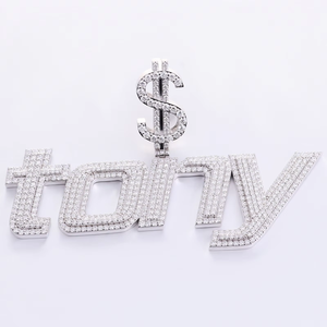จี้ตัวอักษรแบบกำหนดเอง เพชรโมอิสซาไนต์ VVS เงินแท้ 925 สร้อยคอจี้แบบ Iced Out เครื่องประดับฮิปฮอปแบบกำหนดเอง - Product Image 1