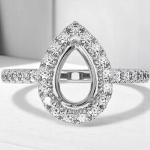 KARATS Heart Shape Moissanite Halo Engagement <b>Ring</b> Setting 925 <b>Silver</b> Plated Rhodium Finish Pave <b>Set</b> Women's Elegant Style - Product Image 2