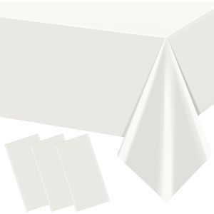 Set di 3 Tovaglie Monouso in Plastica Bianca 54 X 108 Pollici, Impermeabili, per Lauree e Compleanni - Product Image 1