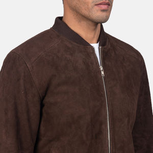 Veste en cuir décontractée pour homme de qualité supérieure, en daim, avec col montant, en cuir véritable, chaude et confortable - Product Image 4