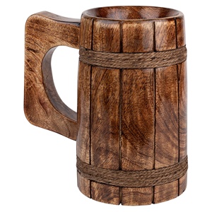 Chope à bière artisanale de qualité supérieure en bois, fabriquée à la main, en bois de manguier et en acier - Product Image 5