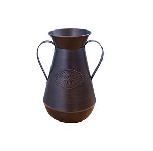 Jarrón de Metal Rústico con Asas, Jarra Decorativa de Hierro para Flores Secas |   Jarrón Decorativo de Bronce Antiguo para Mesa de Estilo Rústico - Product Image 1