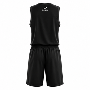 Ensemble de maillot de basket-ball RONAL, débardeur noir sans manches avec short à taille élastique, évacuation de l'humidité, toutes saisons, adulte unisexe 2026 - Product Image 2