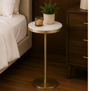 Modern Round Marble Top Coffee <b>Table</b> with <b>Gold</b> Brass Frame Living Room Furniture Decorative <b>Side</b> <b>Table</b> - Product Image 4