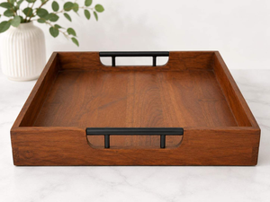 Plateau de service rectangulaire en bois moderne de haute qualité fait à la main et plateau décoratif pour la cuisine, la salle à manger, la table basse, la décoration de la maison - Product Image 3