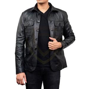Veste en cuir pour homme de haute qualité personnalisée pour l'hiver, style élégant, nouvelle fermeture éclair, logo sur le devant - Product Image 2