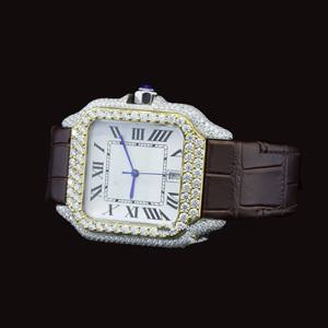 New Arrival Premium Analog <b>Mechanical</b> <b>Watch</b> Square Glass Half Iced Moissanite Diamond Luxurious Hip Hop Style Exclusive <b>Watch</b> - Product Image 4